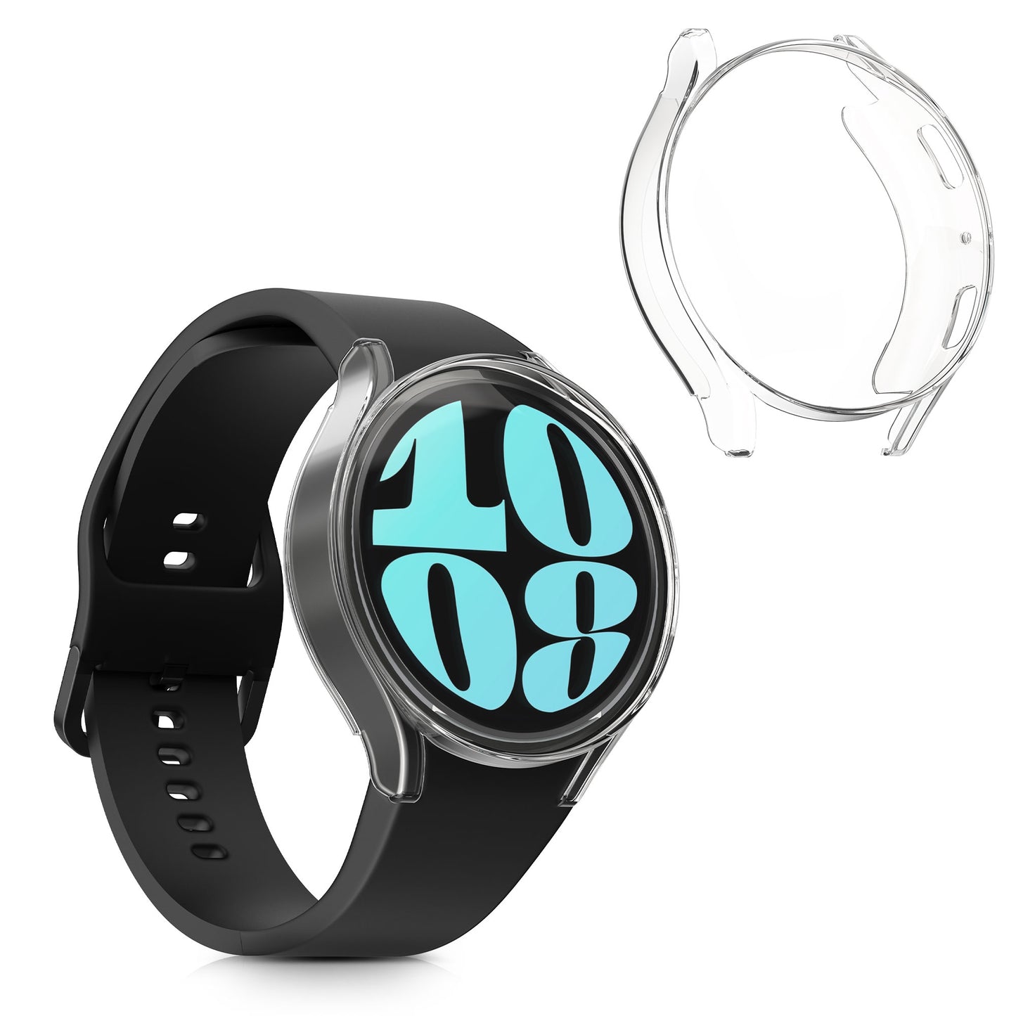 kwmobile Silikon Hülle für Samsung Galaxy Watch 6 44mm Schutzhülle Fullbody Display Cover Set