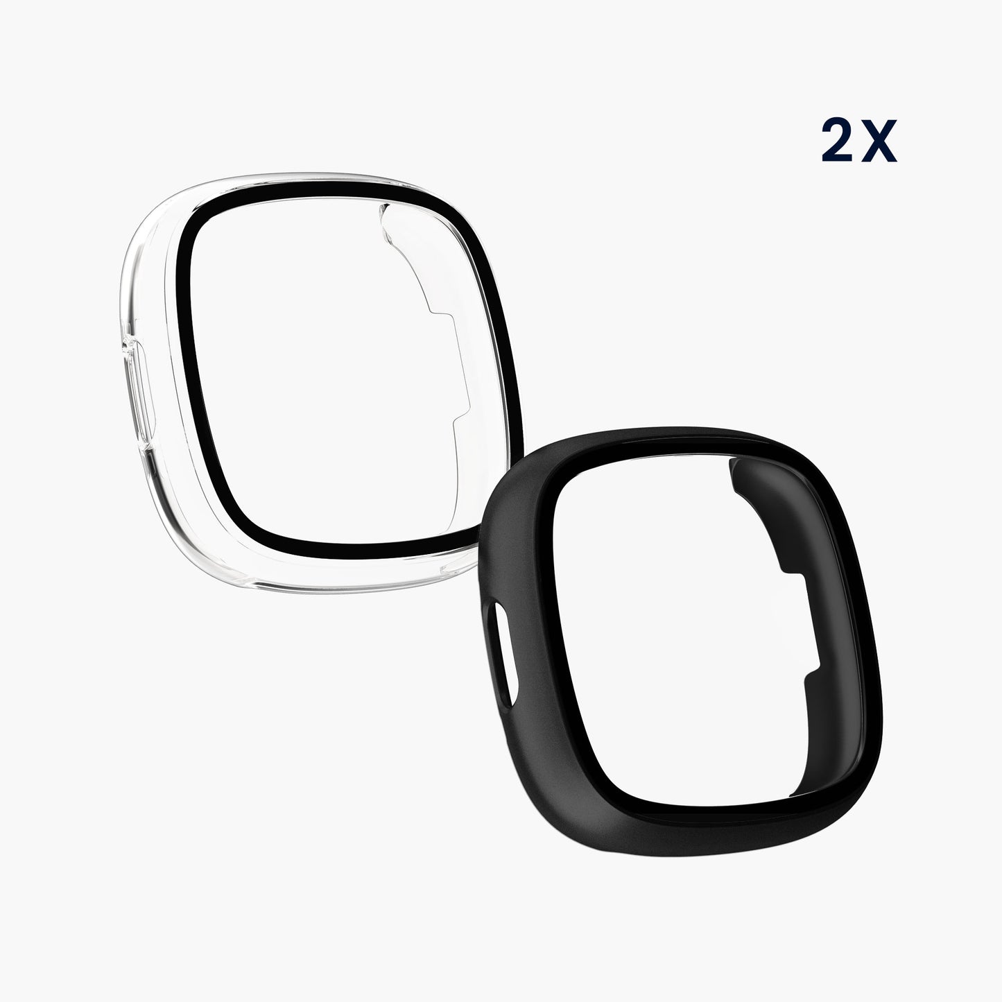 kwmobile Glas Hülle für Fitbit Versa 4 / Sense 2 Schutzhülle Fullbody Fitnesstracker Case Set
