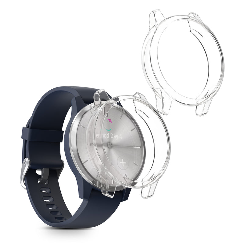 kwmobile 2x Sport Schutzhülle kompatibel mit Garmin vivomove 3S Hülle - Silikon Cover klar - Case ohne Tracker - Transparent Transparent  [dsg01]