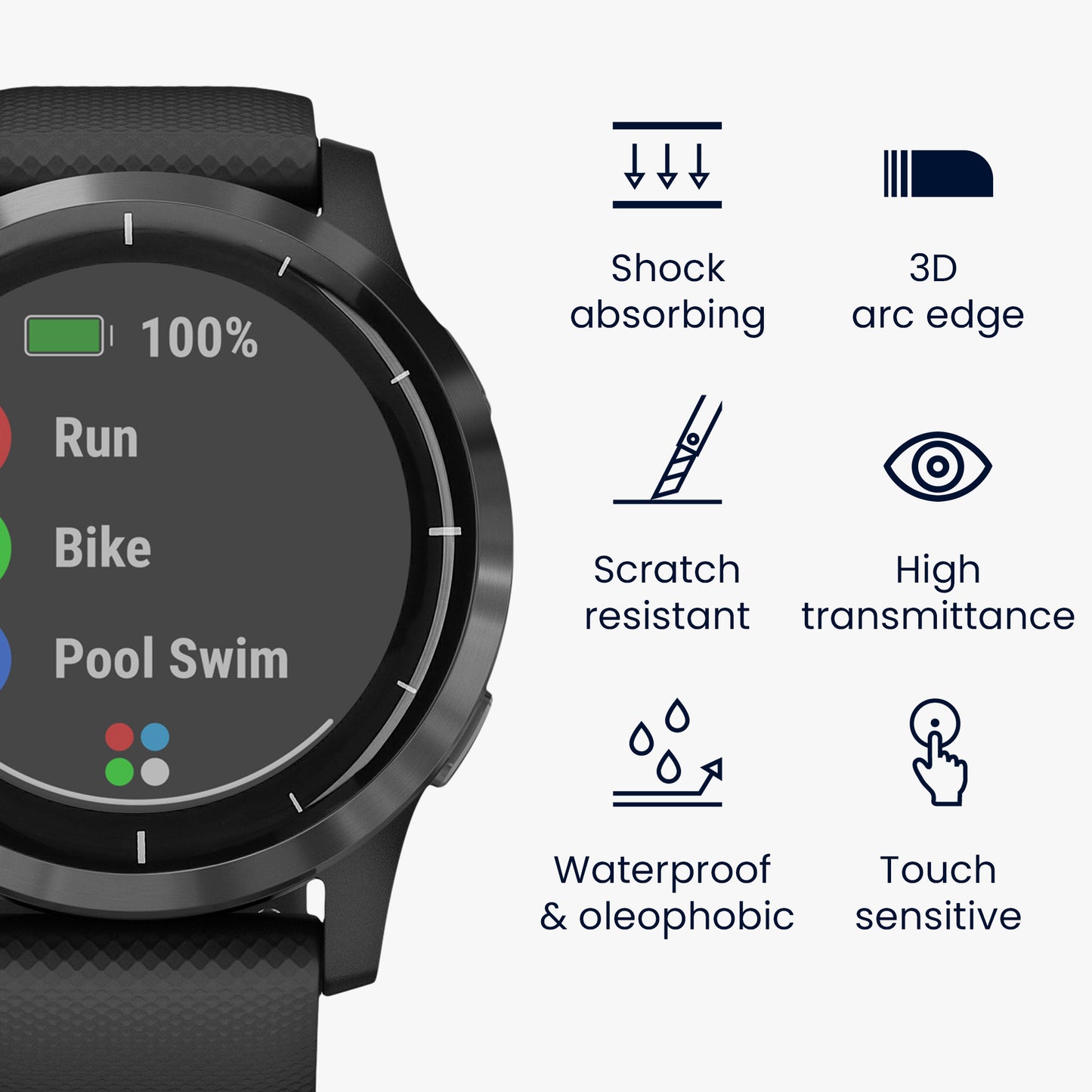 kwmobile Displayschutzfolie kompatibel mit Garmin Vivoactive 4 (45 mm) Folie Schutzfolie für Fitness Tracker robuster Displayschutz