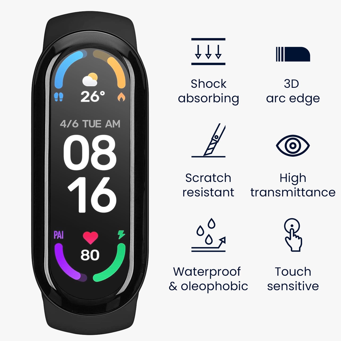 2x Displayschutzfolie für Xiaomi Mi Band 6