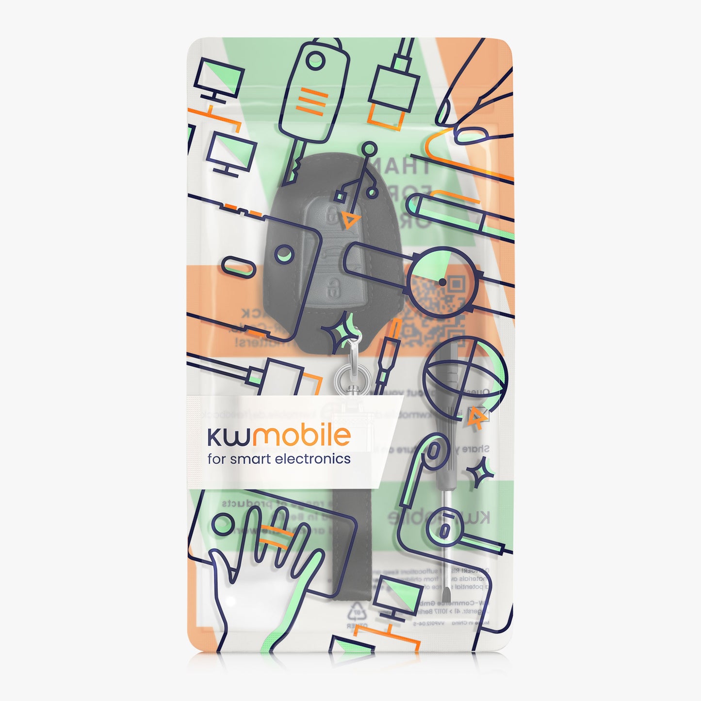 kwmobile Autoschlüssel Kunstleder Hülle kompatibel mit Peugeot Citroen 3-Tasten Smartkey Autoschlüssel (nur Keyless Go) - Schlüsselhülle Schlüssel Case - Cover