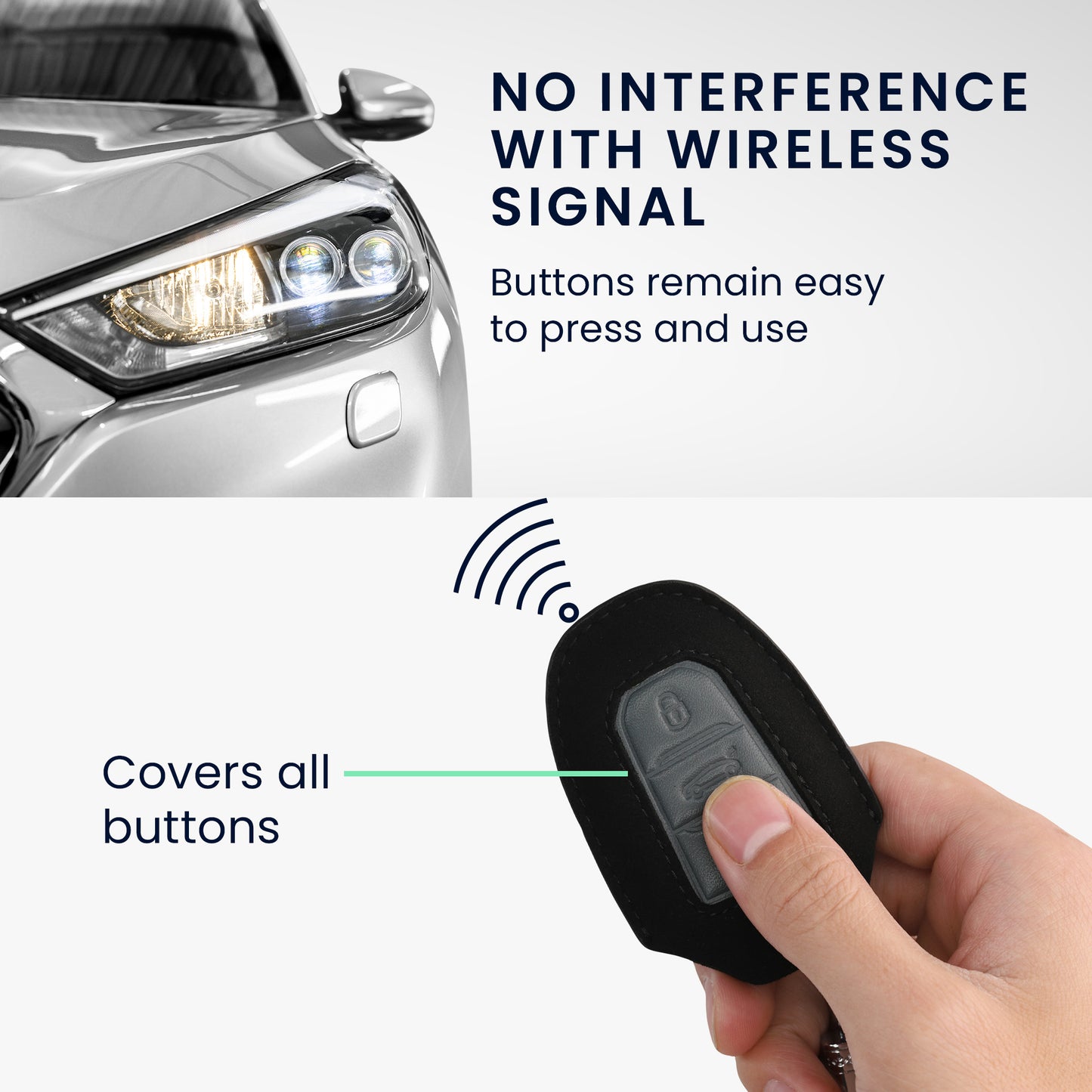 kwmobile Autoschlüssel Kunstleder Hülle kompatibel mit Peugeot Citroen 3-Tasten Smartkey Autoschlüssel (nur Keyless Go) - Schlüsselhülle Schlüssel Case - Cover