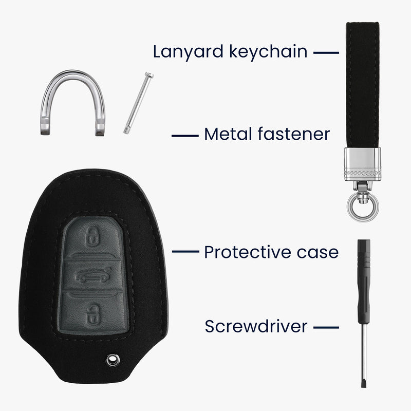 kwmobile Autoschlüssel Kunstleder Hülle kompatibel mit Peugeot Citroen 3-Tasten Smartkey Autoschlüssel (nur Keyless Go) - Schlüsselhülle Schlüssel Case - Cover