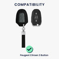 kwmobile Autoschlüssel Kunstleder Hülle kompatibel mit Peugeot Citroen 3-Tasten Smartkey Autoschlüssel (nur Keyless Go) - Schlüsselhülle Schlüssel Case - Cover