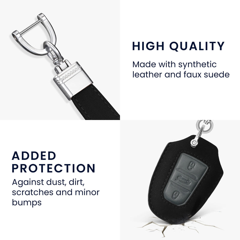 kwmobile Autoschlüssel Kunstleder Hülle kompatibel mit Peugeot Citroen 3-Tasten Smartkey Autoschlüssel (nur Keyless Go) - Schlüsselhülle Schlüssel Case - Cover