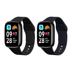 kwmobile 2x Uhrenarmband für Xiaomi Redmi Watch 3 Active Armband - Fitnesstracker Band Set aus TPU Silikon - Ersatzarmband Smartwatch - Schwarz Dunkelblau Schwarz  [dsg01]
