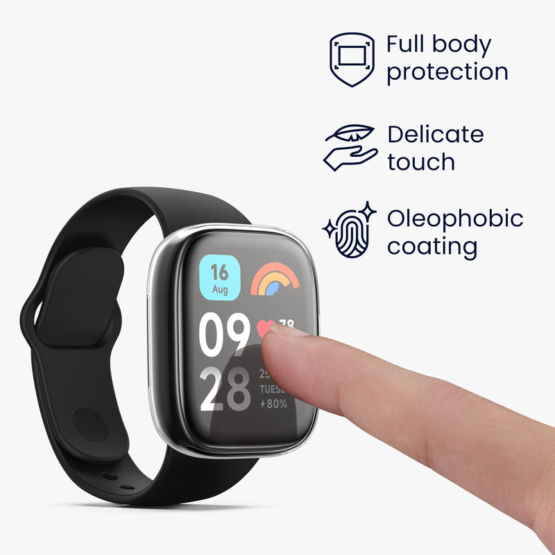 kwmobile Silikon Hülle für Xiaomi Redmi Watch 3 Active Schutzhülle Fullbody Display Cover Set