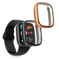 kwmobile 2x Schutzhülle kompatibel mit Xiaomi Redmi Watch 3 Active Hülle - Fullbody Cover Set aus Silikon - Schwarz Rosegold Schwarz  [dsg02]