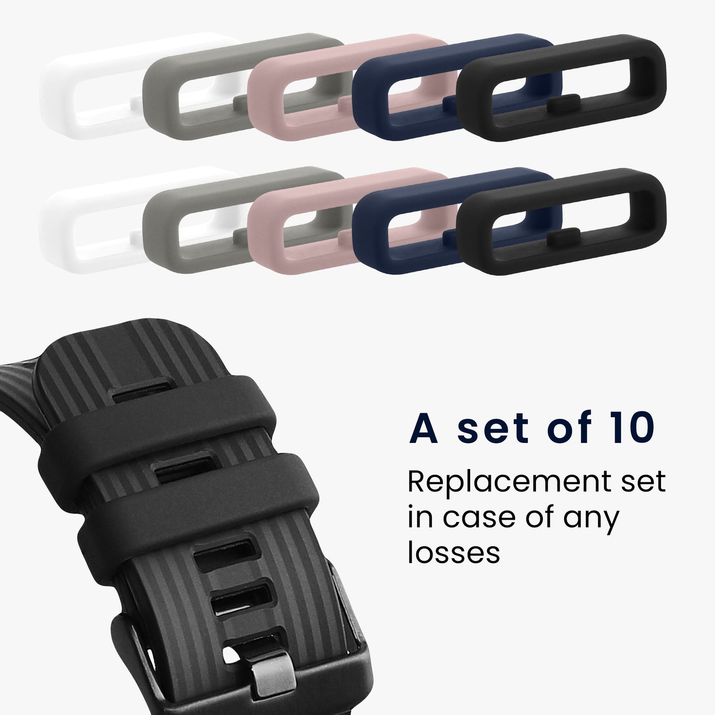 kwmobile 10x Smart Watch Band Halterung für 22mm Smartwatch Strap (Universal) Armbandhalterung - Bandschlaufe für Fitness Tracker und Smart Uhr