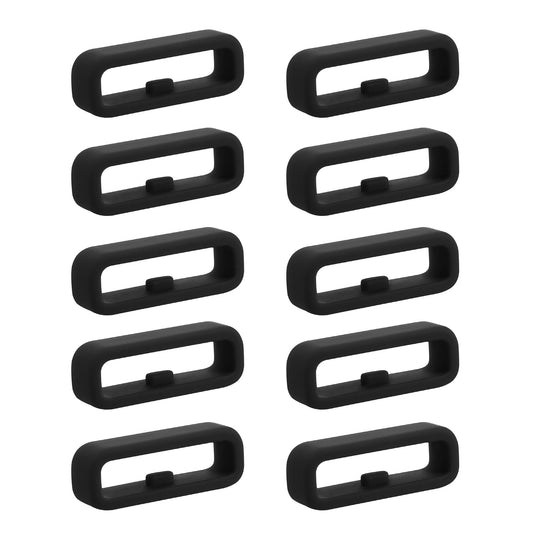 kwmobile 10x Smart Watch Band Halterung für 22mm Smartwatch Strap (Universal) Armbandhalterung - Bandschlaufe für Fitness Tracker und Smart Uhr aus Silikon - Schwarz Schwarz  