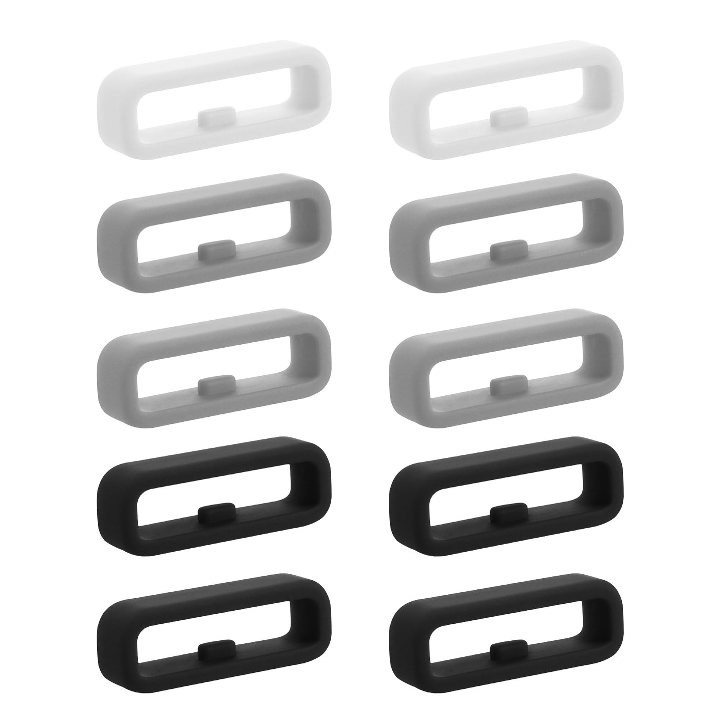 kwmobile 10x Smart Watch Band Halterung für 22mm Smartwatch Strap (Universal) Armbandhalterung - Bandschlaufe für Fitness Tracker und Smart Uhr aus Silikon - Grau Schwarz Weiß Grau  