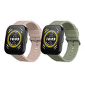 kwmobile 2x Uhrenarmband für Huami 22mm Amazfit Bip 6 / Bip 5 Unity / Bip 5 / GTS 3 / Balance 2 / Helio Strap Armband - Fitnesstracker Band Set aus TPU Silikon - Ersatzarmband Smartwatch - Pastellgrün Altrosa Pastellgrün  [dsg03]
