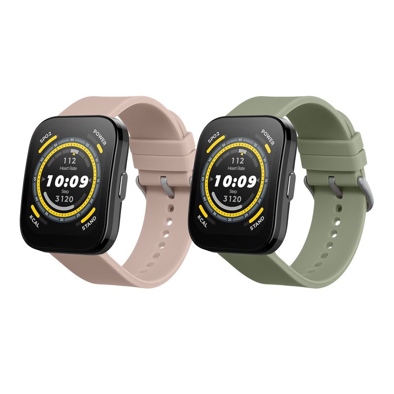 kwmobile 2x Uhrenarmband für Huami 22mm Amazfit Bip 6 / Bip 5 Unity / Bip 5 / GTS 3 / Balance 2 / Helio Strap Armband - Fitnesstracker Band Set aus TPU Silikon - Ersatzarmband Smartwatch - Pastellgrün Altrosa Pastellgrün  [dsg03]