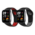kwmobile 2x Uhrenarmband für Xiaomi Redmi Watch 3 Active Armband - Fitnesstracker Band Set aus TPU Silikon - Ersatzarmband Smartwatch - Schwarz Grau Schwarz Rot Schwarz  [dsg01]