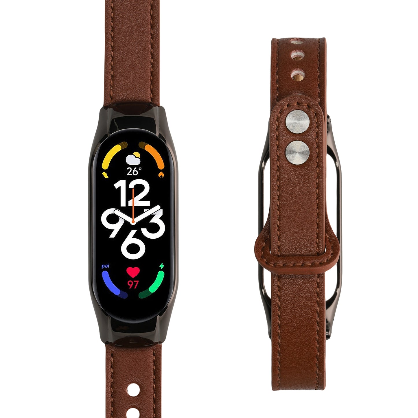 kwmobile Echtleder Uhrenarmband für Xiaomi Mi Band 7 Armband Ersatzarmband für Fitnesstracker Wechselarmband Smartwatch