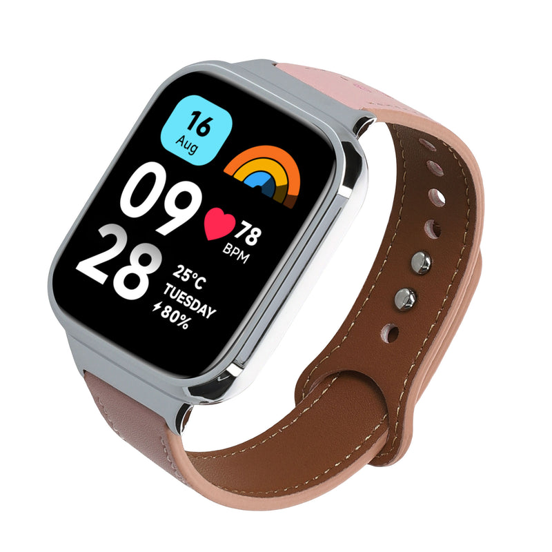 kwmobile Echtleder Uhrenarmband für Xiaomi Redmi Watch 3 Active / Redmi Watch 3 Lite Armband - Ersatzarmband für Fitnesstracker - Wechselarmband Smartwatch