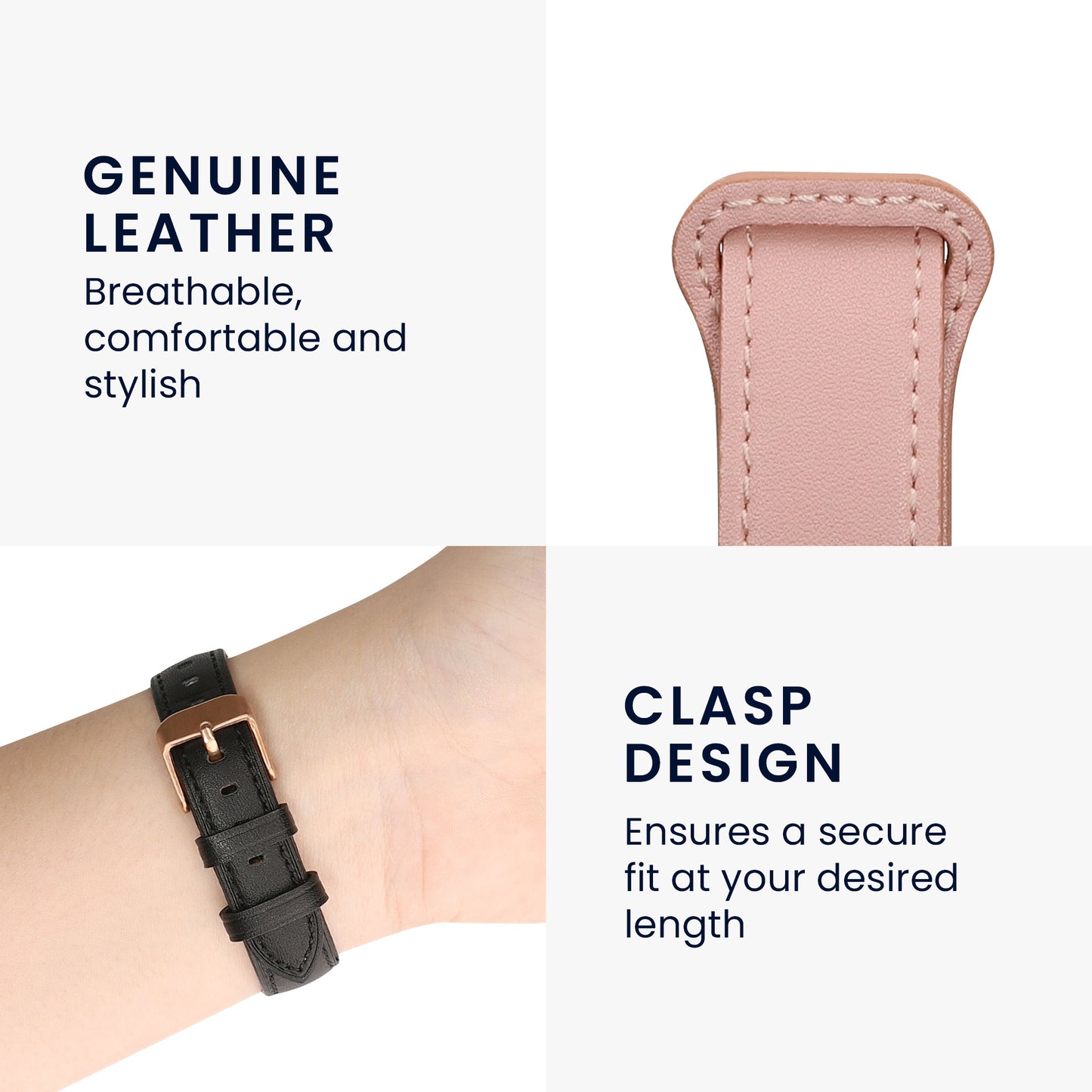 kwmobile Echtleder Uhrenarmband für Xiaomi Redmi Watch 3 Active / Redmi Watch 3 Lite Armband - Ersatzarmband für Fitnesstracker - Wechselarmband Smartwatch