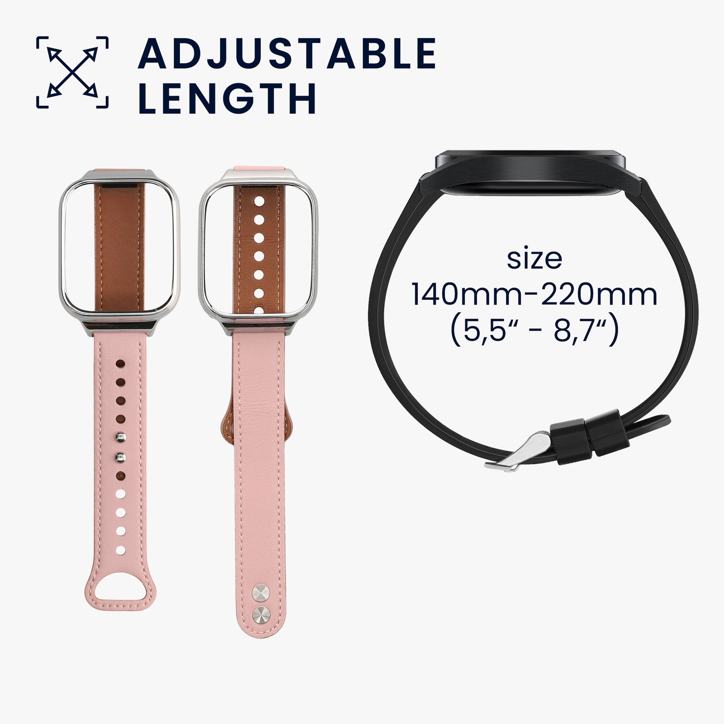 kwmobile Echtleder Uhrenarmband für Xiaomi Redmi Watch 3 Active / Redmi Watch 3 Lite Armband - Ersatzarmband für Fitnesstracker - Wechselarmband Smartwatch