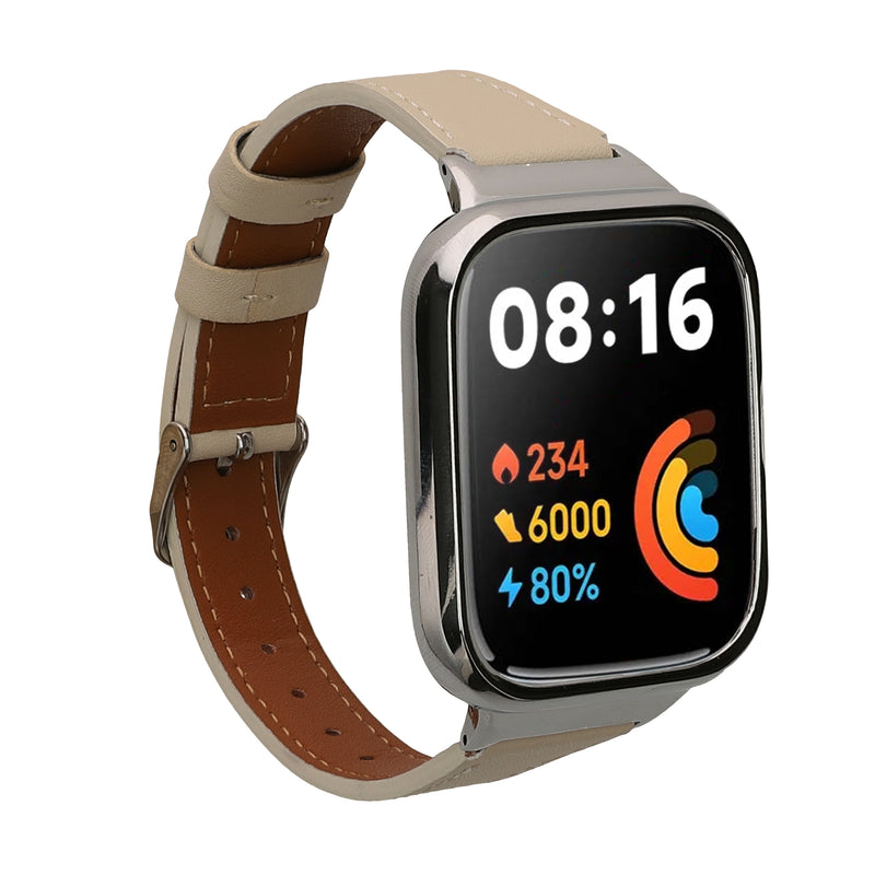 kwmobile Armband kompatibel mit Xiaomi Redmi Watch 3 Active / Redmi Watch 3 Lite - Echtleder Fitnesstracker Sportarmband Band Weiß  [dsg03]