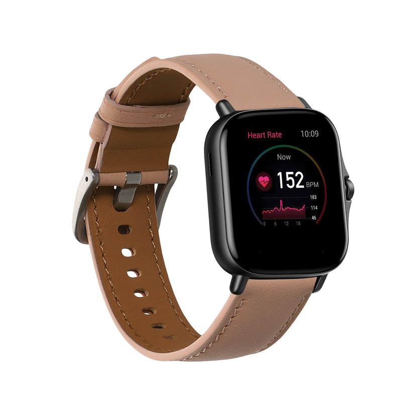 kwmobile Armband kompatibel mit Huami Amazfit GTR Mini / GTS 4 Mini / GTS 3 / Amazfit Active 2 / Active Edge - Echtleder Fitnesstracker Sportarmband Band Altrosa  [dsg01]