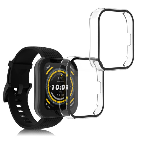 kwmobile 2x Cover kompatibel mit Huami Amazfit Bip 5 Hülle - Fullbody Fitnesstracker Case Set aus Glas - Transparent Transparent  [dsg01]