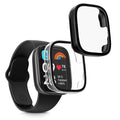 kwmobile 2x Cover kompatibel mit Xiaomi Redmi Watch 3 Active / Redmi Watch 3 Lite Hülle - Fullbody Fitnesstracker Case Set aus Glas - Transparent Schwarz Transparent  [dsg02]