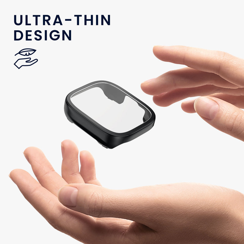kwmobile Glas Hülle für Xiaomi Redmi Watch 3 Active / Redmi Watch 3 Lite Schutzhülle Fullbody Fitnesstracker Case Set