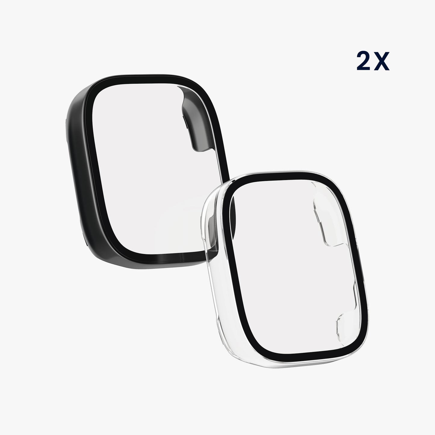 kwmobile Glas Hülle für Xiaomi Redmi Watch 3 Active / Redmi Watch 3 Lite Schutzhülle Fullbody Fitnesstracker Case Set
