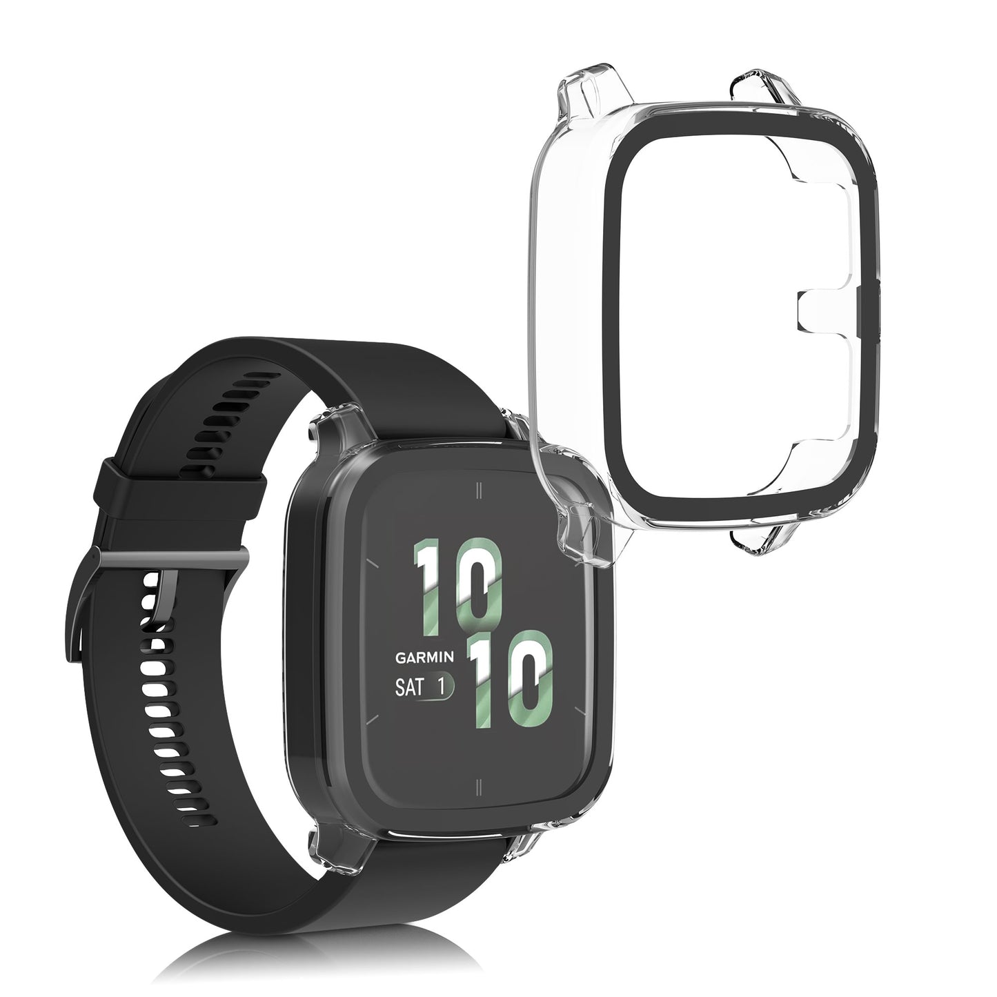 kwmobile Glas Hülle für Garmin Venu Sq 2 Music / Sq 2 Schutzhülle Fullbody Fitnesstracker Case Set