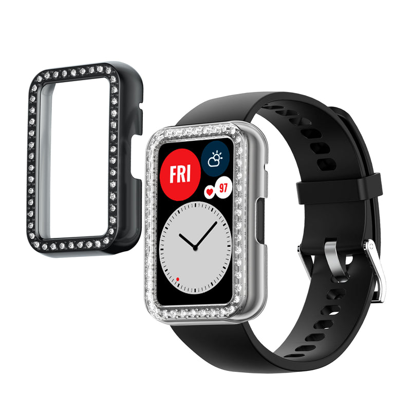 kwmobile Kunststoff Hülle kompatibel mit Huawei Watch Fit Schutzhülle Schutzrahmen Glitzer Schutz Zubehör