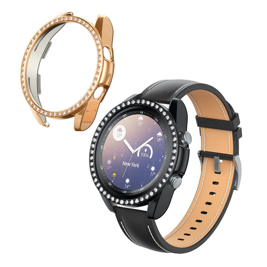kwmobile 2x Kunststoff Hülle kompatibel mit Samsung Galaxy Watch 3 (41mm) Schutzhülle Schutzrahmen - Glitzer Schutz Zubehör in Schwarz Rosegold Schwarz  [dsg01]
