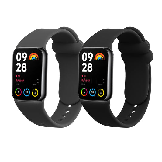 kwmobile 2x Uhrenarmband für Xiaomi Mi Band 8 Pro Armband - Fitnesstracker Band Set aus TPU Silikon - Ersatzarmband Smartwatch - Schwarz Grau Schwarz  [dsg01]