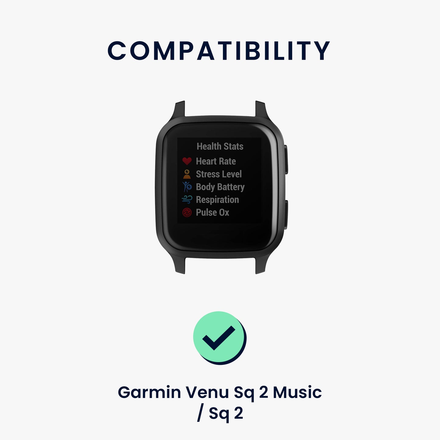 kwmobile Armband kompatibel mit Garmin Venu Sq 2 Music / Sq 2 / Vivoactive 6 / Vivoactive 5 - Fitnesstracker Sportarmband Band - Innenmaße von 17 cm