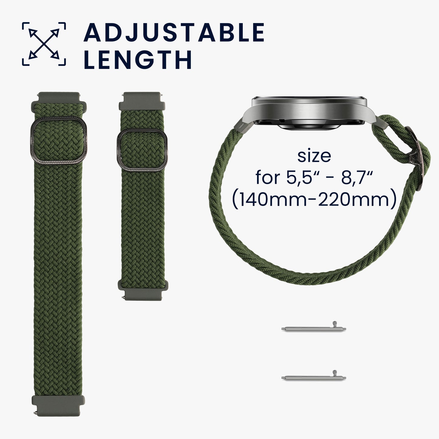 kwmobile Armband kompatibel mit Garmin Venu Sq 2 Music / Sq 2 / Vivoactive 6 / Vivoactive 5 - Fitnesstracker Sportarmband Band - Innenmaße von 17 cm