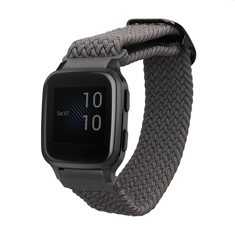kwmobile Armband kompatibel mit Garmin Venu Sq 2 Music / Sq 2 / Vivoactive 6 / Vivoactive 5 - Nylon Fitnesstracker Sportarmband Band in Grau - Innenmaße von 17 cm Grau  