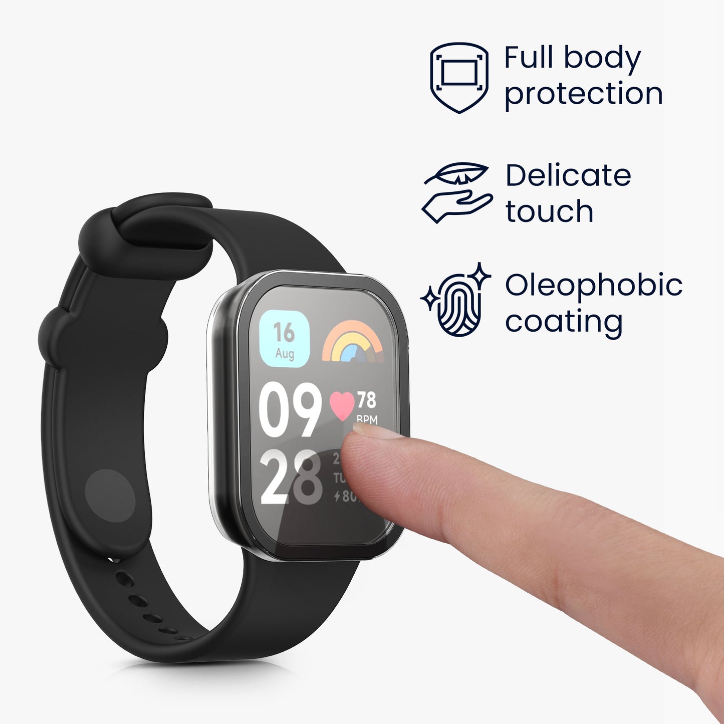 kwmobile Glas Hülle für Xiaomi Smart Band 8 Pro / Smart Band 9 Pro Schutzhülle Fullbody Fitnesstracker Case Set