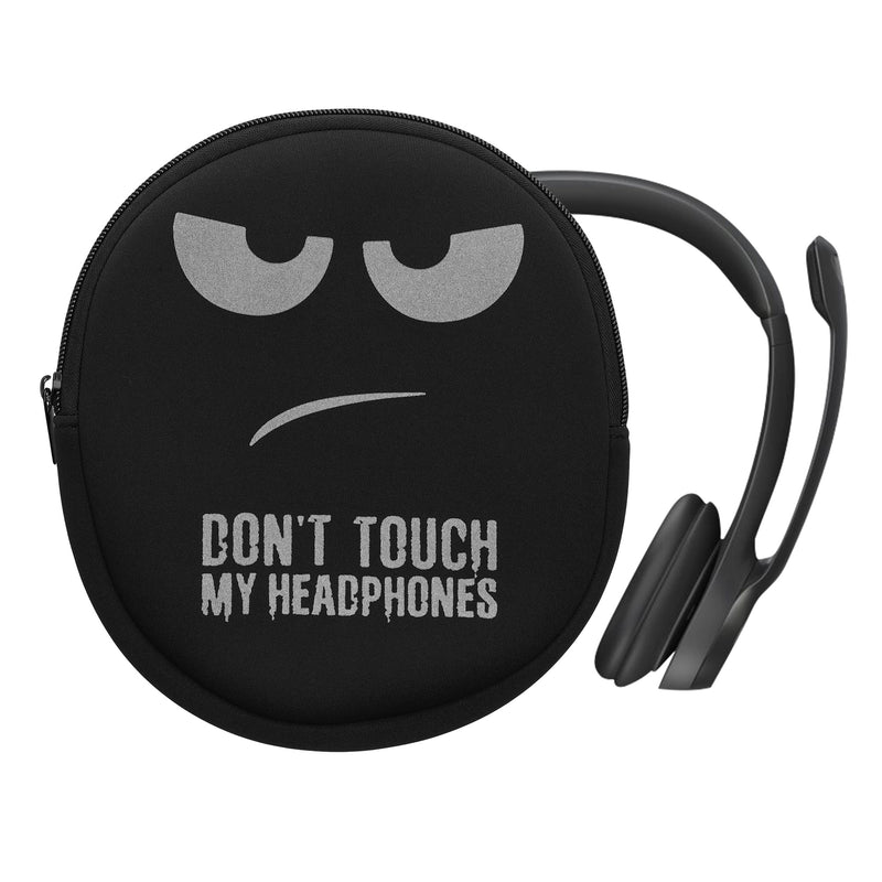 kwmobile Hülle kompatibel mit Logitech H390 Neopren Tasche - Case für Headset aus robustem Neopren Stoff - Weiß Schwarz Schwarz Don't touch my Headphones Weiß  [dsg02]