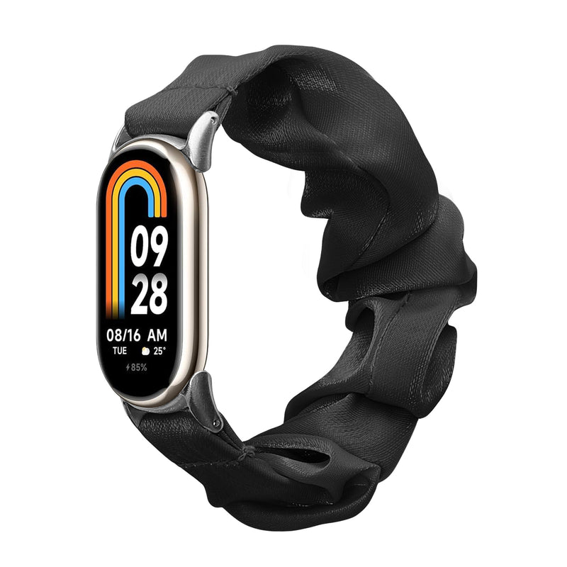 kwmobile Ersatz Armband kompatibel mit Xiaomi Mi Band 10 / Mi Band 9 / 8 - Smartwatch Scrunchie Haargummi Design Schwarz - Innenmaße 14 - 19 cm Schwarz  