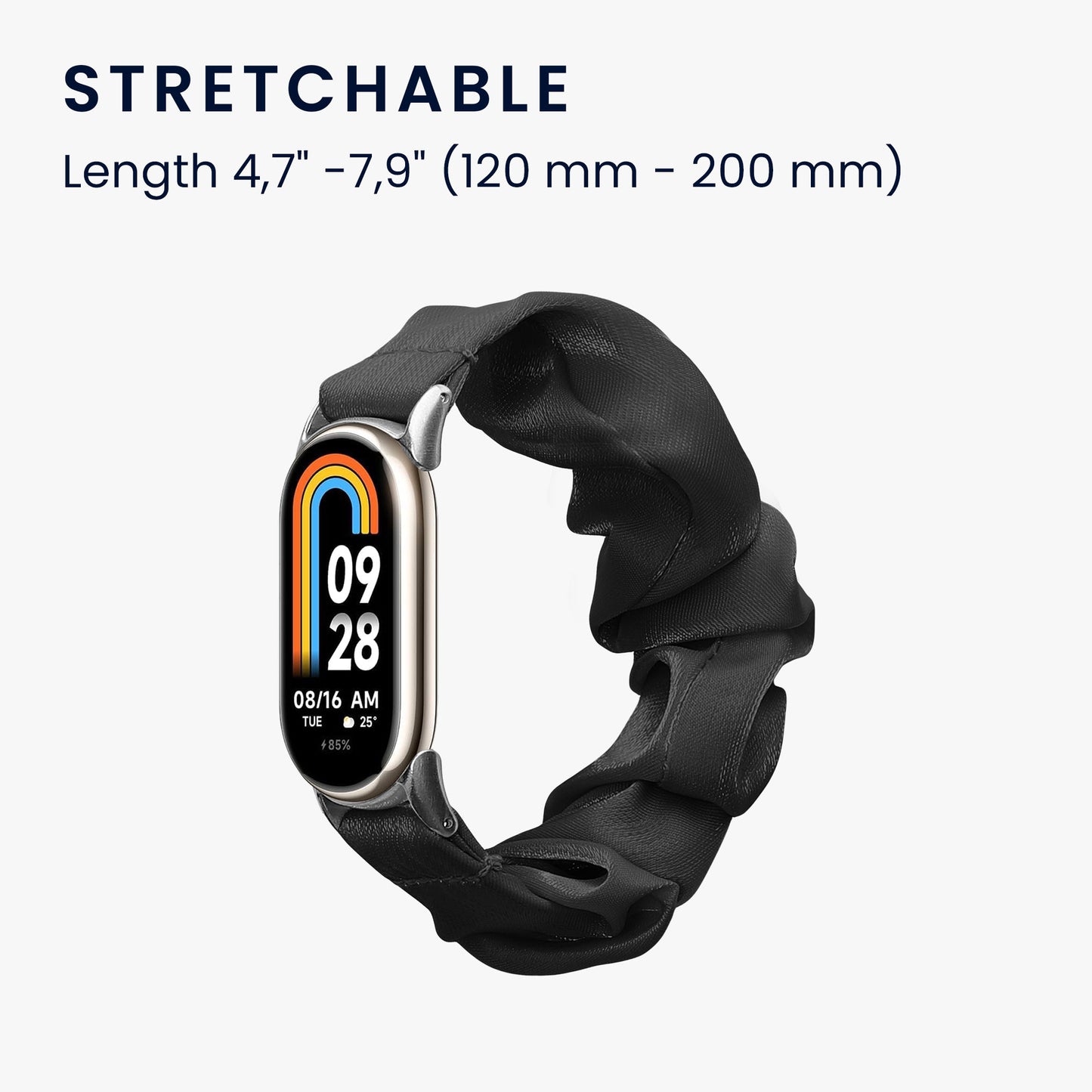 kwmobile Ersatz Armband kompatibel mit Xiaomi Mi Band 10 / Mi Band 9 / 8 - Smartwatch Scrunchie Haargummi Design - Innenmaße 14 - 19 cm