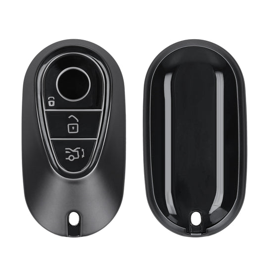 kwmobile Autoschlüssel Hülle kompatibel mit Mercedes Benz 3-Tasten Smart Autoschlüssel - Schlüsselhülle Silikon Cover - Schwarz matt Schwarz Schwarz matt  [dsg01]