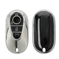 kwmobile Autoschlüssel Hülle kompatibel mit Mercedes Benz 3-Tasten Smart Autoschlüssel - Schlüsselhülle Silikon Cover - Hochglanz Silber Hochglanz Silber  [dsg03]