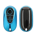 kwmobile Autoschlüssel Hülle kompatibel mit Mercedes Benz 3-Tasten Smart Autoschlüssel - Schlüsselhülle Silikon Cover - Hochglanz Blau Hochglanz Blau  [dsg04]