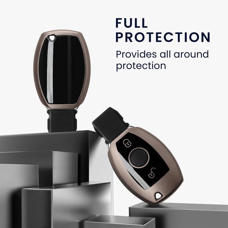 kwmobile Autoschlüssel Hülle kompatibel mit Mercedes Benz 2-Tasten Autoschlüssel (nur Keyless Go) - Schlüsselhülle Silikon Cover