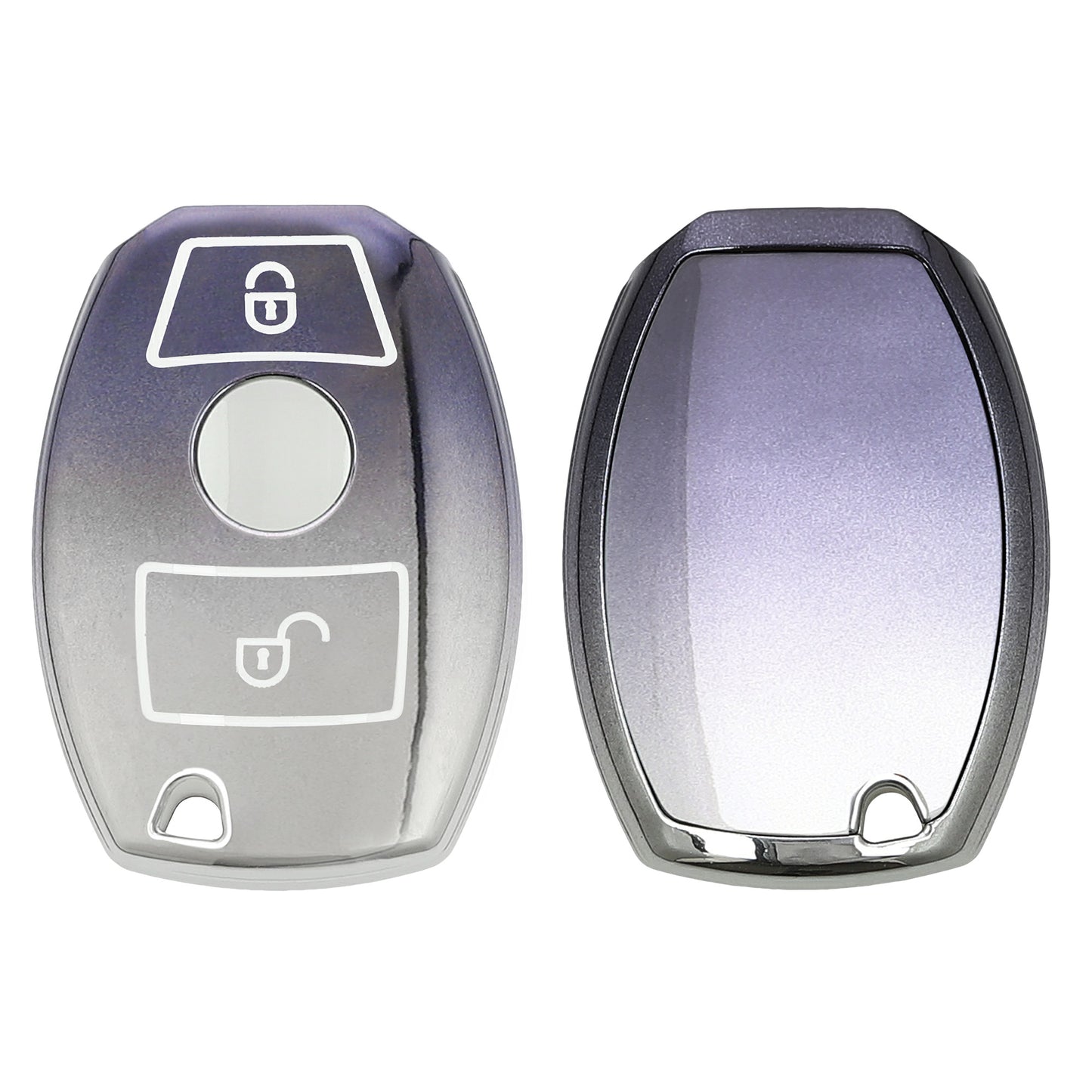 kwmobile Autoschlüssel Hülle kompatibel mit Mercedes Benz 2-Tasten Autoschlüssel (nur Keyless Go) - Schlüsselhülle Silikon Cover - Dunkelgrau Silber Dunkelgrau  [dsg02]