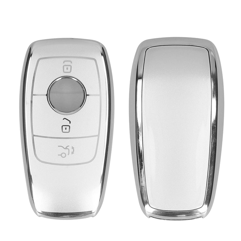 kwmobile Autoschlüssel Hülle kompatibel mit Mercedes Benz Smart Key Autoschlüssel (nur Keyless) - Schlüsselhülle Silikon Cover - Silber matt Silber matt  [dsg02]