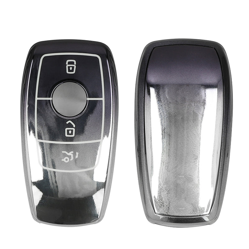 kwmobile Autoschlüssel Hülle kompatibel mit Mercedes Benz Smart Key Autoschlüssel (nur Keyless) - Schlüsselhülle Silikon Cover - Dunkelgrau Silber Dunkelgrau  [dsg03]