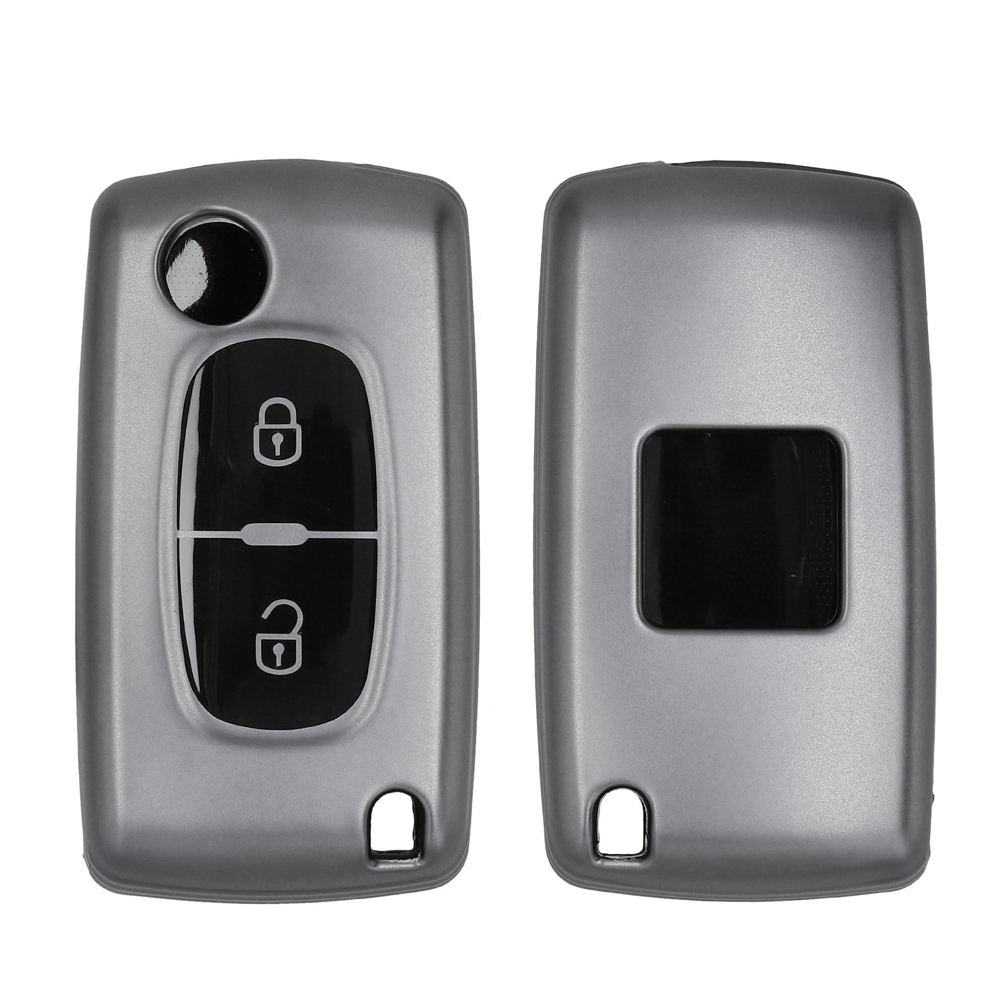 kwmobile Autoschlüssel Hülle kompatibel mit Peugeot Citroen 2-Tasten Klapp Autoschlüssel - Schlüsselhülle Silikon Cover - Schwarz matt Schwarz Schwarz matt  [dsg01]