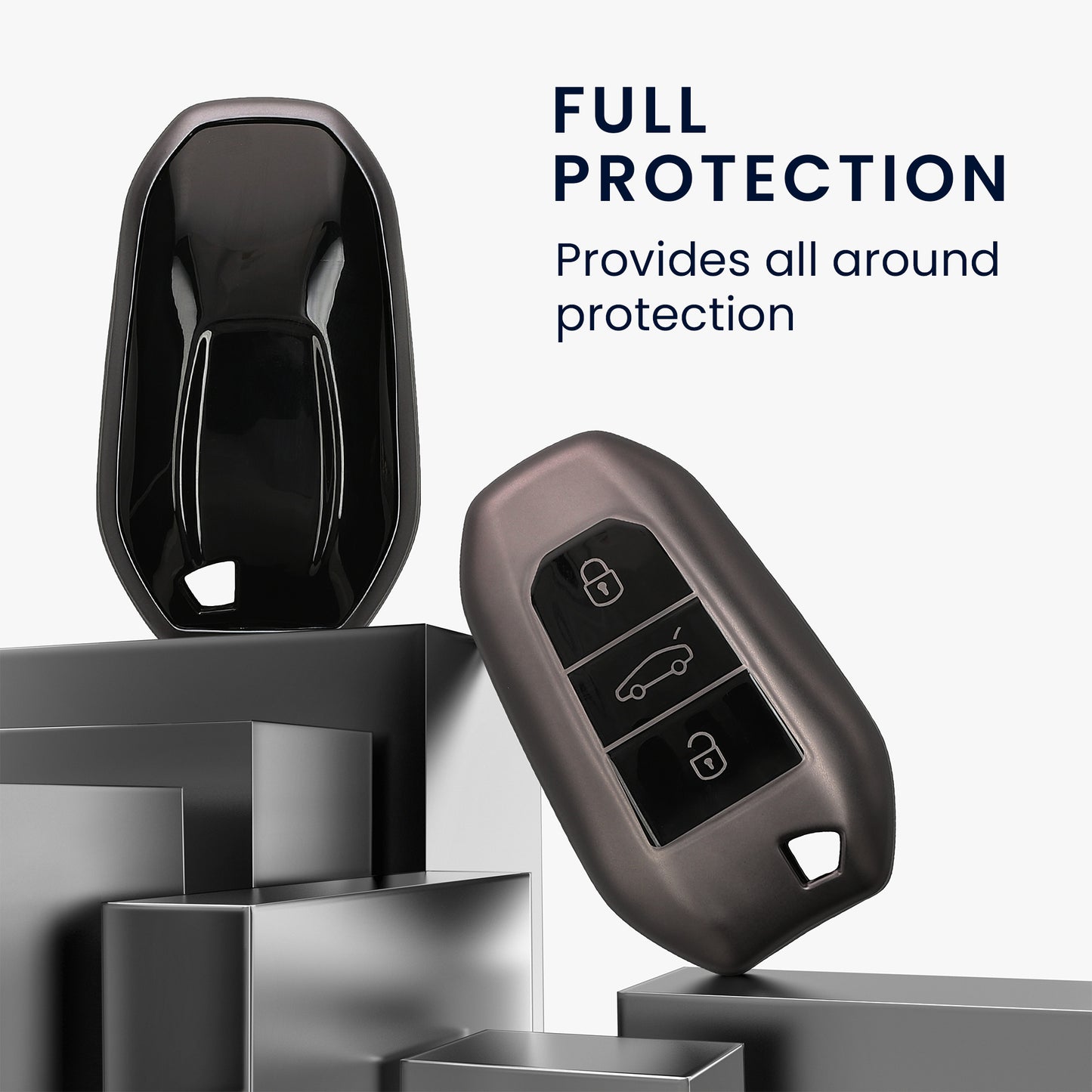 kwmobile Autoschlüssel Hülle kompatibel mit Peugeot Citroen 3-Tasten Smartkey Autoschlüssel (nur Keyless Go) Schlüsselhülle Silikon Cover