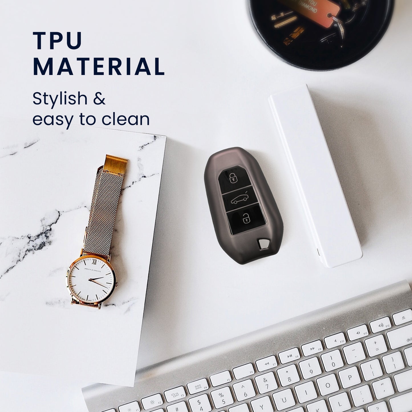 kwmobile Autoschlüssel Hülle kompatibel mit Peugeot Citroen 3-Tasten Smartkey Autoschlüssel (nur Keyless Go) Schlüsselhülle Silikon Cover